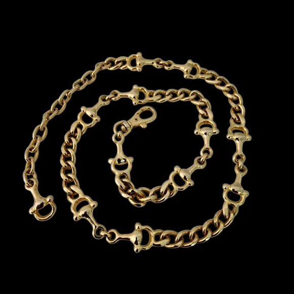 Stirrup chain belt smooth polished finish yellow gold X2 Belts display picture 3